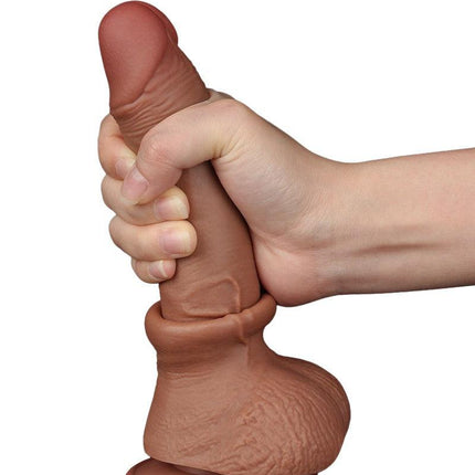 Lovetoy - Dildo Met Sliding Skin Technologie - 19.5 x 3.5 cm - Verwijderbare Zuignap - Medium Huidskleur-Erotiekvoordeel.nl