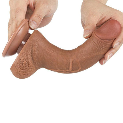 Lovetoy - Dildo Met Sliding Skin Technologie - 19.5 x 3.5 cm - Verwijderbare Zuignap - Medium Huidskleur-Erotiekvoordeel.nl