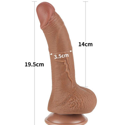 Lovetoy - Dildo Met Sliding Skin Technologie - 19.5 x 3.5 cm - Verwijderbare Zuignap - Medium Huidskleur-Erotiekvoordeel.nl