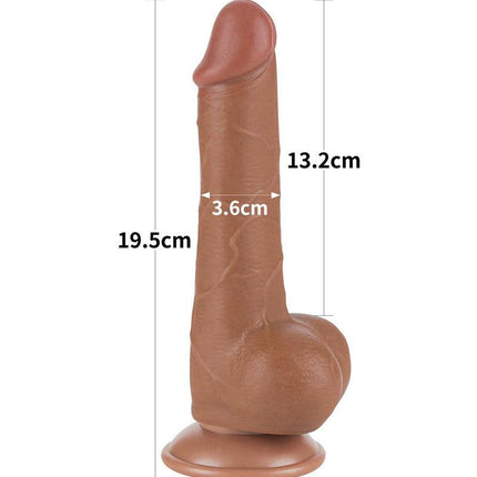 Lovetoy - Dildo Met Sliding Skin Technologie - 19.5 x 3.6 cm - Verwijderbare Zuignap - Medium Huidskleur-Erotiekvoordeel.nl