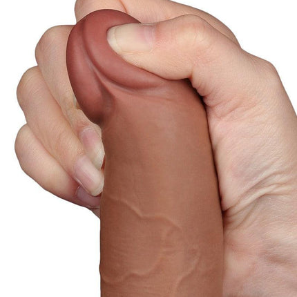 Lovetoy - Dildo Met Sliding Skin Technologie - 19.5 x 3.6 cm - Verwijderbare Zuignap - Medium Huidskleur-Erotiekvoordeel.nl