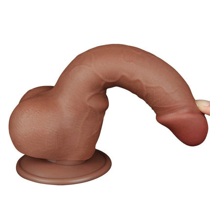Lovetoy - Dildo Met Sliding Skin Technologie - 19.5 x 3.6 cm - Verwijderbare Zuignap - Medium Huidskleur-Erotiekvoordeel.nl