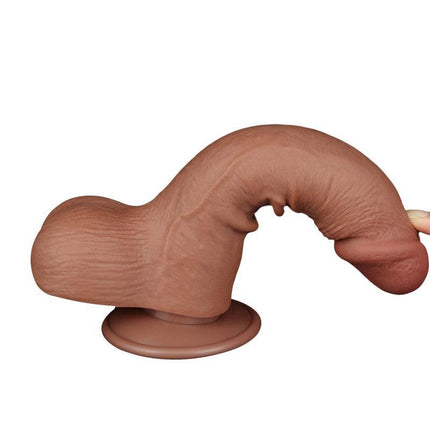 Lovetoy - Dildo Met Sliding Skin Technologie - 19.5 x 3.7 cm - Verwijderbare Zuignap - Medium Huidskleur-Erotiekvoordeel.nl