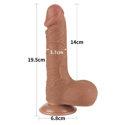 Lovetoy - Dildo Met Sliding Skin Technologie - 19.5 x 3.7 cm - Verwijderbare Zuignap - Medium Huidskleur-Erotiekvoordeel.nl