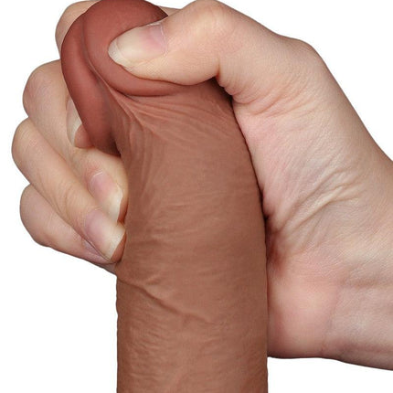 Lovetoy - Dildo Met Sliding Skin Technologie - 19.5 x 3.7 cm - Verwijderbare Zuignap - Medium Huidskleur-Erotiekvoordeel.nl