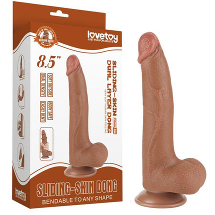 Lovetoy - Dildo Met Sliding Skin Technologie - 20 x 4 cm - Verwijderbare Zuignap - Medium Huidskleur-Erotiekvoordeel.nl