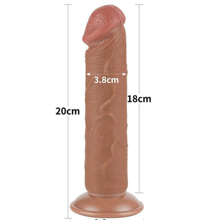 Lovetoy - Dildo Met Sliding Skin Technologie - 20.8 x 3.8 cm - Verwijderbare Zuignap - Medium Huidskleur-Erotiekvoordeel.nl