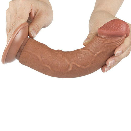 Lovetoy - Dildo Met Sliding Skin Technologie - 20.8 x 3.8 cm - Verwijderbare Zuignap - Medium Huidskleur-Erotiekvoordeel.nl