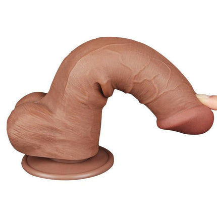 Lovetoy - Dildo Met Sliding Skin Technologie - 20.8 x 4 cm - Verwijderbare Zuignap - Medium Huidskleur-Erotiekvoordeel.nl