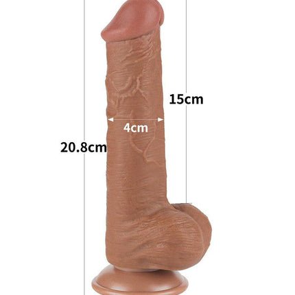 Lovetoy - Dildo Met Sliding Skin Technologie - 20.8 x 4 cm - Verwijderbare Zuignap - Medium Huidskleur-Erotiekvoordeel.nl