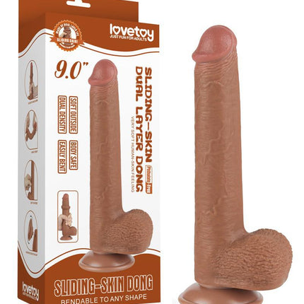 Lovetoy - Dildo Met Sliding Skin Technologie - 22 x 3.7 cm - Verwijderbare Zuignap - Medium Huidskleur-Erotiekvoordeel.nl