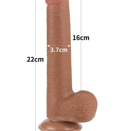 Lovetoy - Dildo Met Sliding Skin Technologie - 22 x 3.7 cm - Verwijderbare Zuignap - Medium Huidskleur-Erotiekvoordeel.nl