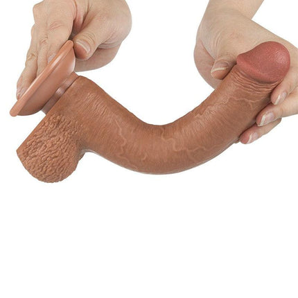 Lovetoy - Dildo Met Sliding Skin Technologie - 22 x 3.7 cm - Verwijderbare Zuignap - Medium Huidskleur-Erotiekvoordeel.nl