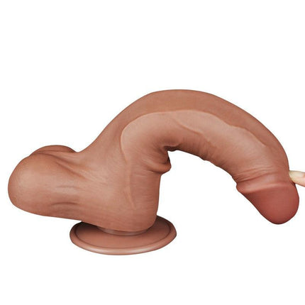 Lovetoy - Dildo Met Sliding Skin Technologie - 22 x 4.3 cm - Verwijderbare Zuignap - Medium Huidskleur-Erotiekvoordeel.nl