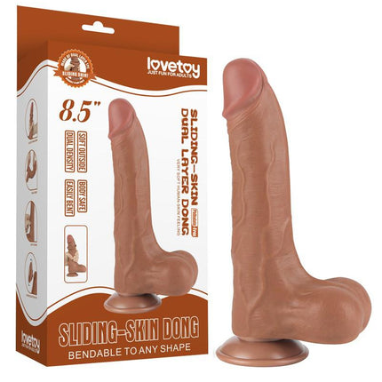 Lovetoy - Dildo Met Sliding Skin Technologie - 22 x 4.3 cm - Verwijderbare Zuignap - Medium Huidskleur-Erotiekvoordeel.nl