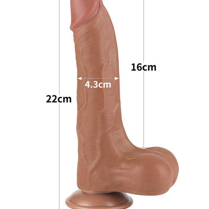 Lovetoy - Dildo Met Sliding Skin Technologie - 22 x 4.3 cm - Verwijderbare Zuignap - Medium Huidskleur-Erotiekvoordeel.nl