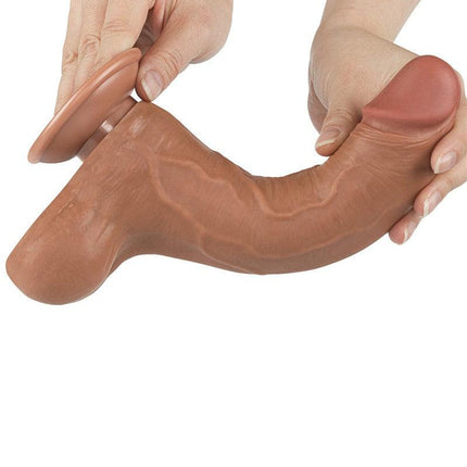 Lovetoy - Dildo Met Sliding Skin Technologie - 22 x 4.3 cm - Verwijderbare Zuignap - Medium Huidskleur-Erotiekvoordeel.nl