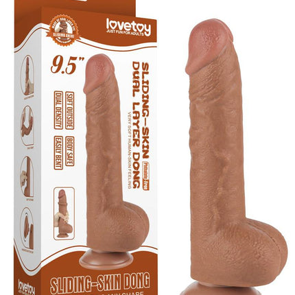 Lovetoy - Dildo Met Sliding Skin Technologie - 24 x 4.3 cm - Verwijderbare Zuignap - Lichte Huidskleur-Erotiekvoordeel.nl
