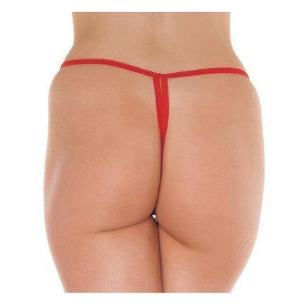 Amorable - Luxe Kanten Flowers String Met Open Kruis - Rood-Erotiekvoordeel.nl