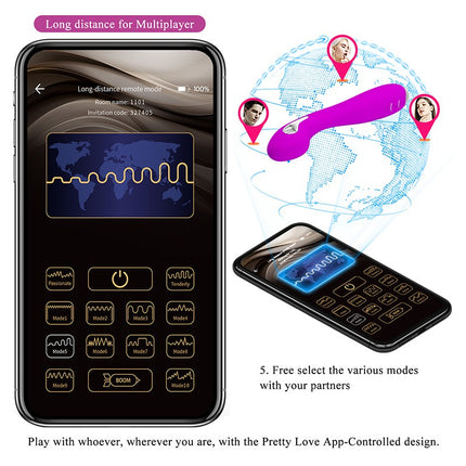 Pretty Love - Hector - G-Spot E-stim Vibrator met Electroshock - Met App Control - Paars-Erotiekvoordeel.nl