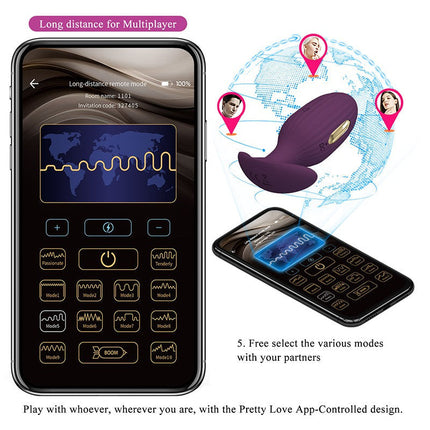 Pretty Love - Jefferson - Vibrerende E-stim Buttplug - Met App Control - Electroshock - Paars-Erotiekvoordeel.nl