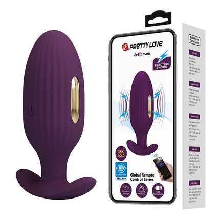 Pretty Love - Jefferson - Vibrerende E-stim Buttplug - Met App Control - Electroshock - Paars-Erotiekvoordeel.nl