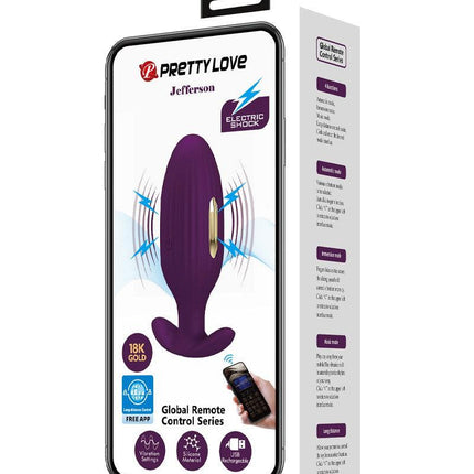Pretty Love - Jefferson - Vibrerende E-stim Buttplug - Met App Control - Electroshock - Paars-Erotiekvoordeel.nl