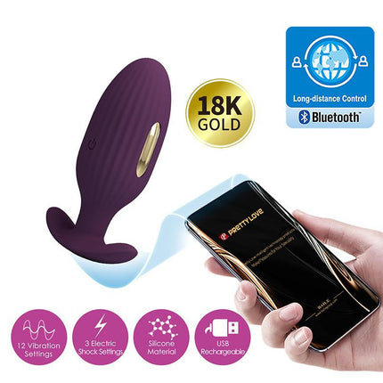 Pretty Love - Jefferson - Vibrerende E-stim Buttplug - Met App Control - Electroshock - Paars-Erotiekvoordeel.nl