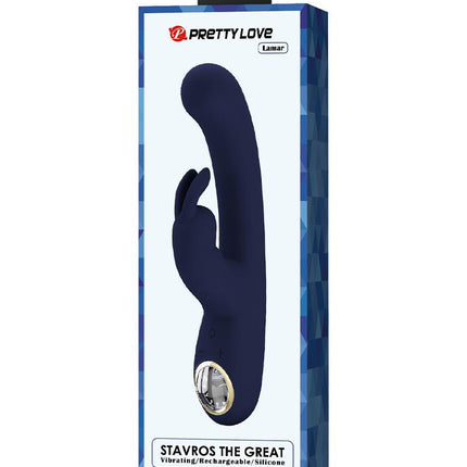 Pretty Love - Lamar - Rabbit Vibrator- Tarzan Vibrator - Met LCD Display - Donkerblauw-Erotiekvoordeel.nl
