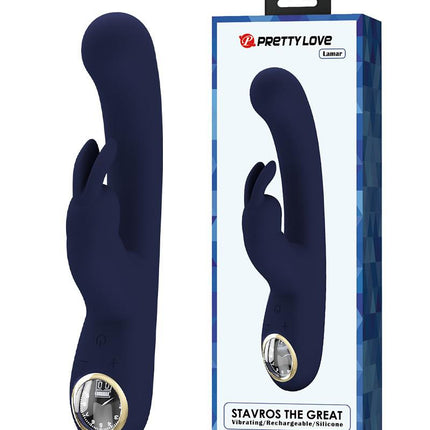 Pretty Love - Lamar - Rabbit Vibrator- Tarzan Vibrator - Met LCD Display - Donkerblauw-Erotiekvoordeel.nl