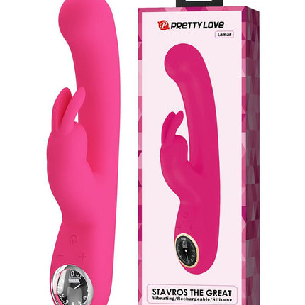 Pretty Love - Lamar - Rabbit Vibrator- Tarzan Vibrator - Met LCD Display - Roze-Erotiekvoordeel.nl