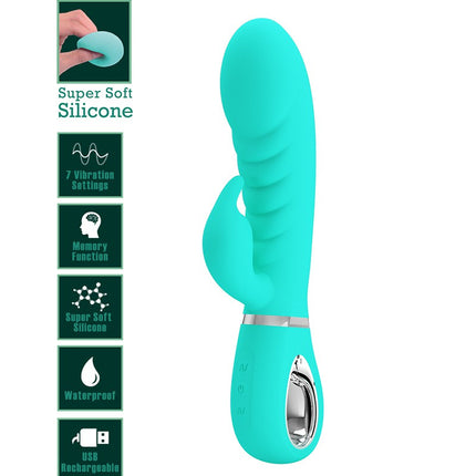 Pretty Love - Prescott - Rabbit Vibrator - Dubbele Motor - Turquoise-Erotiekvoordeel.nl