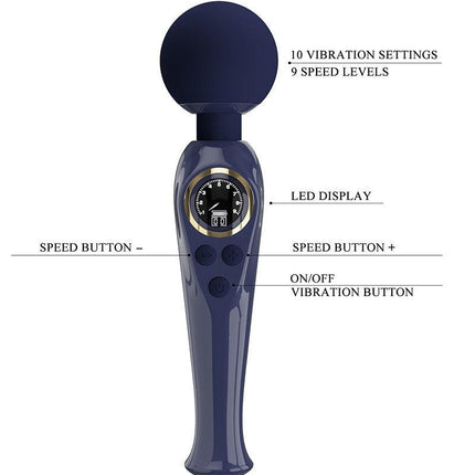 Pretty Love - Skyler - Wand Vibrator - Met LCD Display - Donkerblauw-Erotiekvoordeel.nl