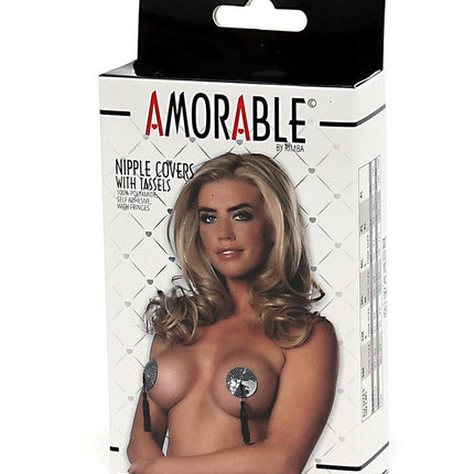 Amorable - Burlesque Tepelbedekkers Met Kwastjes - Zelfklevend - Zilver-Erotiekvoordeel.nl