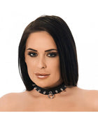 Rimba - Collar Van Leer 2.5 cm Breed Met O-ring En Versierd Met Studs-Erotiekvoordeel.nl