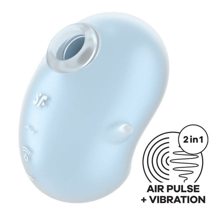 Satisfyer - Cutie Ghost - Vibrerende Luchtdruk Vibrator - 2 in 1 - Lichtblauw-Erotiekvoordeel.nl