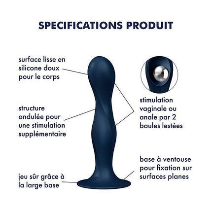 Satisfyer - Double Ball-R - Verzwaarde Dildo met Bewegende Metalen Kogels - Blauw-Erotiekvoordeel.nl