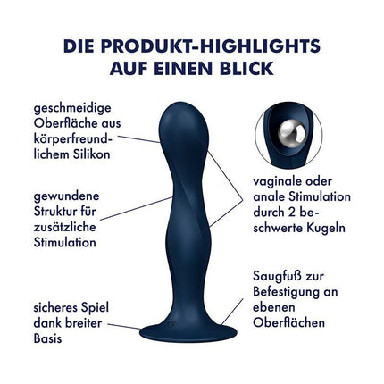 Satisfyer - Double Ball-R - Verzwaarde Dildo met Bewegende Metalen Kogels - Blauw-Erotiekvoordeel.nl