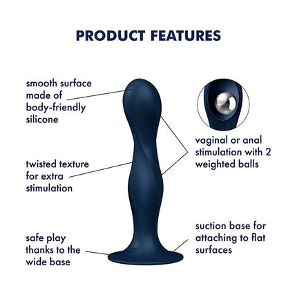 Satisfyer - Double Ball-R - Verzwaarde Dildo met Bewegende Metalen Kogels - Blauw-Erotiekvoordeel.nl