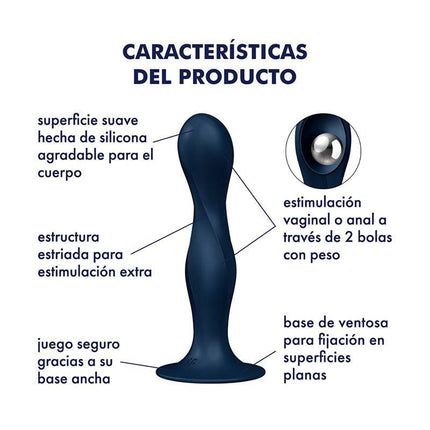 Satisfyer - Double Ball-R - Verzwaarde Dildo met Bewegende Metalen Kogels - Blauw-Erotiekvoordeel.nl