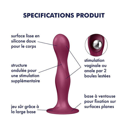 Satisfyer - Double Ball-R - Verzwaarde Dildo met Bewegende Metalen Kogels - Rood-Erotiekvoordeel.nl
