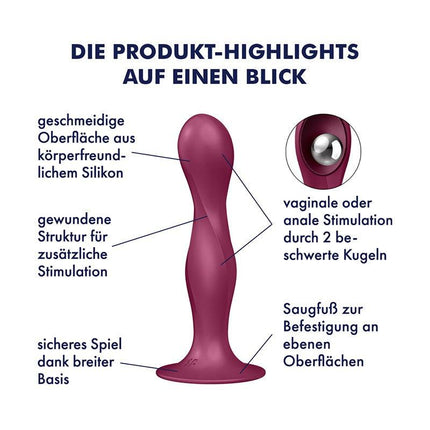 Satisfyer - Double Ball-R - Verzwaarde Dildo met Bewegende Metalen Kogels - Rood-Erotiekvoordeel.nl