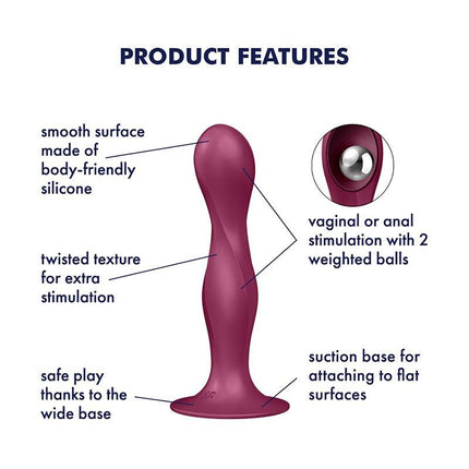 Satisfyer - Double Ball-R - Verzwaarde Dildo met Bewegende Metalen Kogels - Rood-Erotiekvoordeel.nl