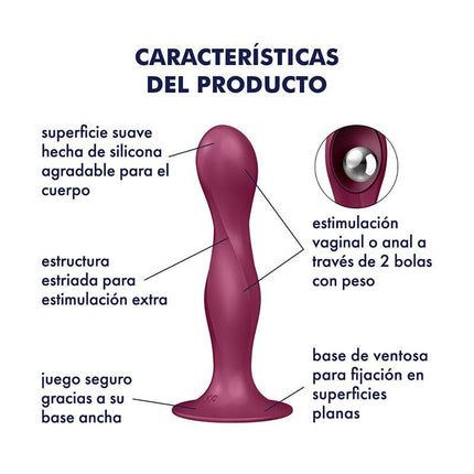 Satisfyer - Double Ball-R - Verzwaarde Dildo met Bewegende Metalen Kogels - Rood-Erotiekvoordeel.nl