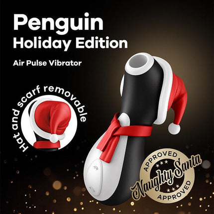 Satisfyer Penguin - Holiday Edition - Luchtdruk Stimulator - USB-oplaadbaar - Zwart, Rood & Wit-Erotiekvoordeel.nl