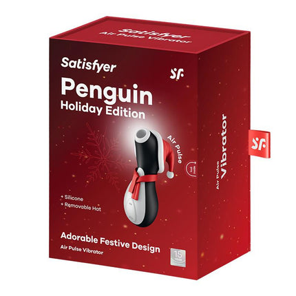 Satisfyer Penguin - Holiday Edition - Luchtdruk Stimulator - USB-oplaadbaar - Zwart, Rood & Wit-Erotiekvoordeel.nl