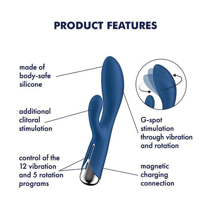 Satisfyer - Spinning Rabbit 1 - Roterende en Vibrerende Rabbit Vibrator - Tarzan Vibrator - Blauw-Erotiekvoordeel.nl