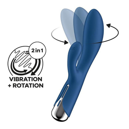 Satisfyer - Spinning Rabbit 1 - Roterende en Vibrerende Rabbit Vibrator - Tarzan Vibrator - Blauw-Erotiekvoordeel.nl