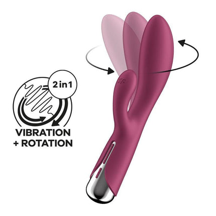 Satisfyer - Spinning Rabbit 1 - Roterende en Vibrerende Rabbit Vibrator - Tarzan Vibrator - Rood-Erotiekvoordeel.nl