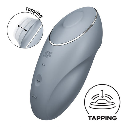 Satisfyer - Tap & Climax 1 - Vibrerende Clitoris Vibrator met Tik/Tapping Functie - Lichtblauw-Erotiekvoordeel.nl